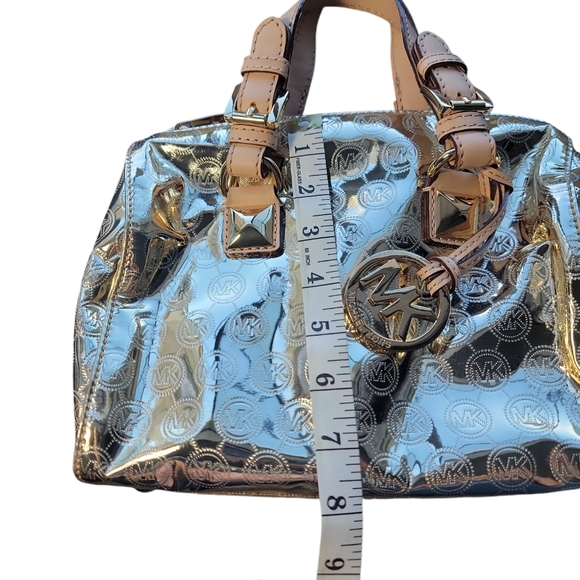 Michael Kors Grayson Sm Satchel Pale Gold Coated Monogram 30S11GYS1Z - Picture 7 of 11